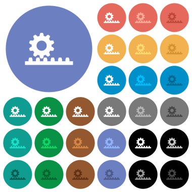 Raf sistemi multi ile dişli yuvarlak arka planlar üzerinde düz simgeler renkte. Beyaz, açık ve koyu simgesi varyasyonları vurgulu ve etkin durumu efektleri ve bonus tonları için dahil.