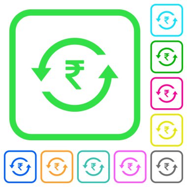 Rupisi ödeme geri canlı renkli düz simgeler beyaz arka plan üzerinde eğri sınırları içinde