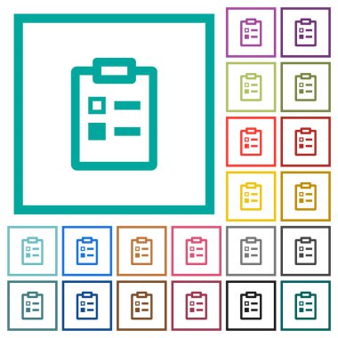 Düz renk simgeleri çeyreği kare beyaz arka plan üzerinde olan anket
