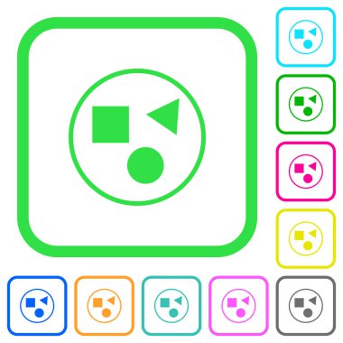 Öğeleri canlı renkli düz simgeler beyaz arka plan üzerinde eğri sınırları içinde gruplandırma