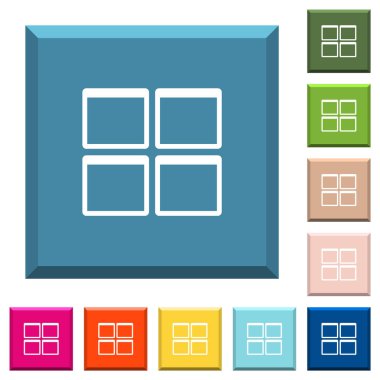 Yönetici kontrol paneli panelleri simgeleri çeşitli moda renklerde ucu keskin kare düğmeleri beyaz