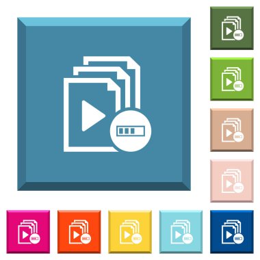 Çalma listesi beyaz simgeleri çeşitli moda renklerde ucu keskin kare düğmeleri işleme