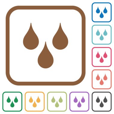 Su damla basit simgeler renkli kare kare beyaz arka plan üzerinde yuvarlak