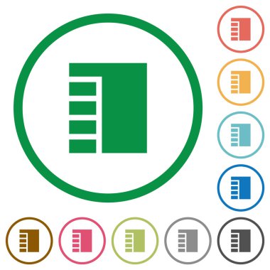 Beyaz arka plan üzerinde yuvarlak anahatları dikey sekmeli Düzen etkin düz renk simgeleri