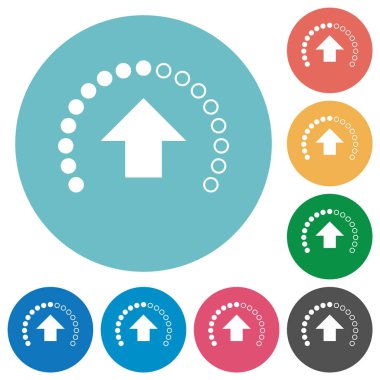 Yuvarlak renkli arka planlar üzerinde ilerleme düz beyaz Icons upload