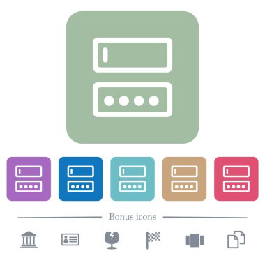 Oturum açma adı ve parola düz simgeler renk girerek yuvarlak kare arka planlar