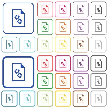 Yürütülebilir dosyanın renk Yuvarlatılmış kare çerçeveler düz simgeler. İnce ve kalın sürümleri dahil.