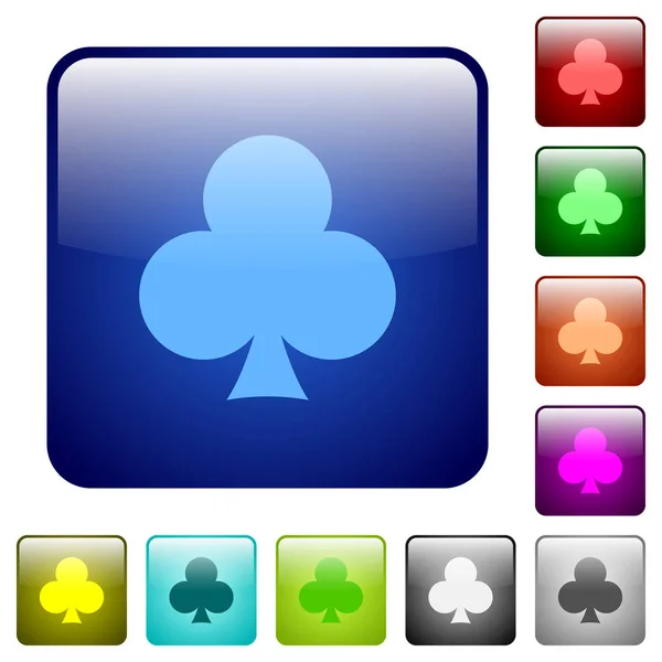 Σύμβολο Κάρτα Club Εικονίδια Στρογγυλεμένο Τετράγωνο Χρώμα Γυαλιστερό Σύνολο Κουμπιών — Διανυσματικό Αρχείο