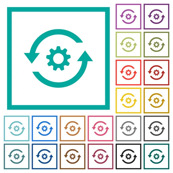 Обновить Настройки Плоские Иконки Цвета Рамками Квадранта Белом Фоне — стоковый вектор