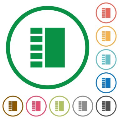 Beyaz arka plan üzerinde yuvarlak anahatları dikey sekmeli düzen düz renk simgeleri