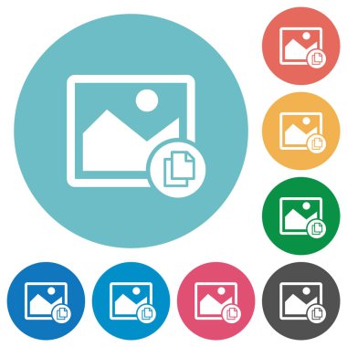 Yuvarlak renkli arka planlar görüntü düz beyaz simgeleri kopyalama