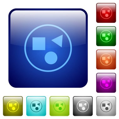 Yuvarlatılmış kare renk parlak düğme kümesi öğeleri simgelerini gruplandırma