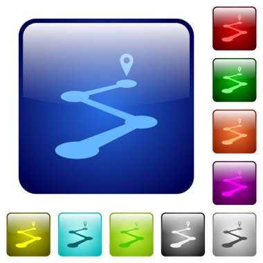 Yuvarlatılmış kare renk parlak düğme kümesi yol haritası simgeleri