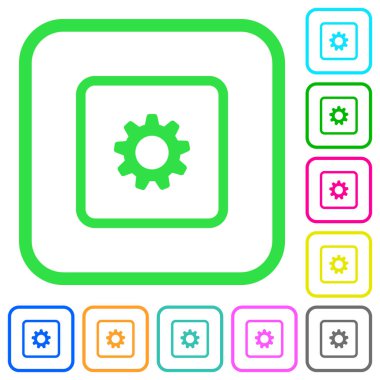 Nesne ayarları canlı renkli düz simgeler beyaz arka plan üzerinde eğri sınırları içinde