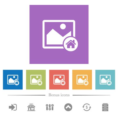 Varsayılan görüntü düz beyaz kare arka planlar simgeler. 6 bonus simgeler dahil.