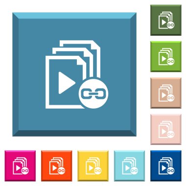 Çalma listesi beyaz simgeler çeşitli moda renklerde ucu keskin kare düğmeleri bağlantı