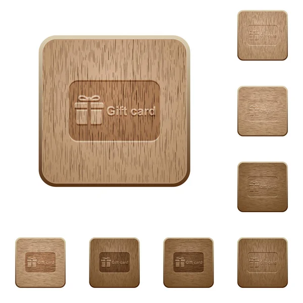 Geschenkkarte Mit Text Auf Runden Quadratischen Geschnitzten Holzknöpfen — Stockvektor