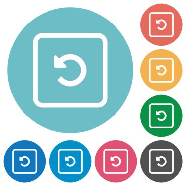 Nesnenin sol düz beyaz simgeler yuvarlak renkli arka planlar üzerinde döndürme