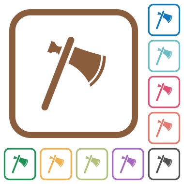 Tek tomahawk basit simgeler renkli kare kare beyaz arka plan üzerinde yuvarlak