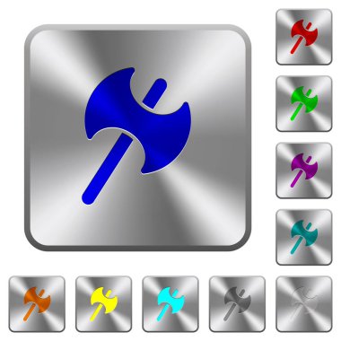 İki başlı Savaşı axe Yuvarlatılmış kare parlak çelik düğmeler üzerinde oyulmuş simgeler