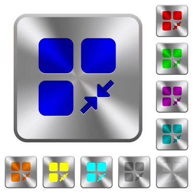 Azaltmak bileşeni yuvarlak kare parlak çelik düğmeler simgeler kazınmış