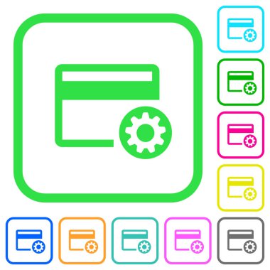 Kredi kartı ayarları canlı renkli düz simgeler beyaz arka plan üzerinde eğri sınırları içinde