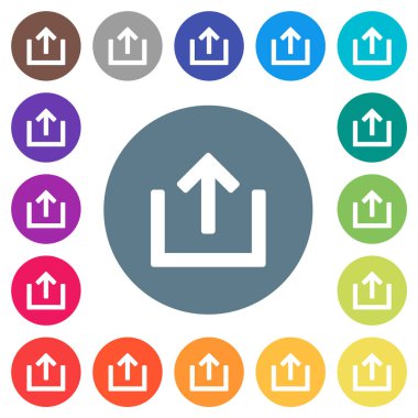 Yuvarlak renkli arka planlar öğesi düz beyaz simgeleri dışa aktarın. 17 arka plan renk değişimleri dahil.