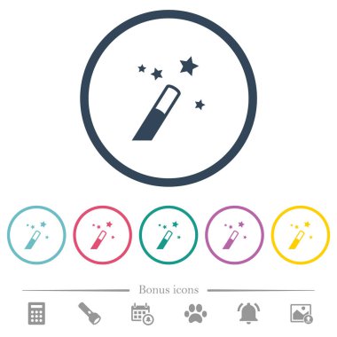 Uygulama Sihirbazı'nı düz renkli simgeler yuvarlak özetliyor. 6 bonus simgeler dahil.