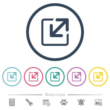 Yuvarlak anahatları penceresinde düz renk simgeleri yeniden boyutlandırın. 6 bonus simgeler dahil.