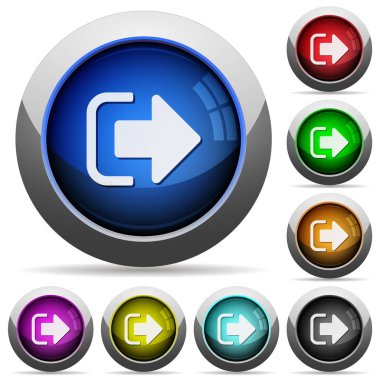 Çelik çerçeveli yuvarlak parlak düğmeler simgeler dışarı oturum