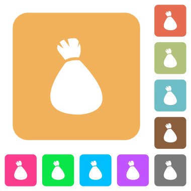 Para çantası yuvarlak kare canlı renkli arka planlar üzerinde düz simgeler.