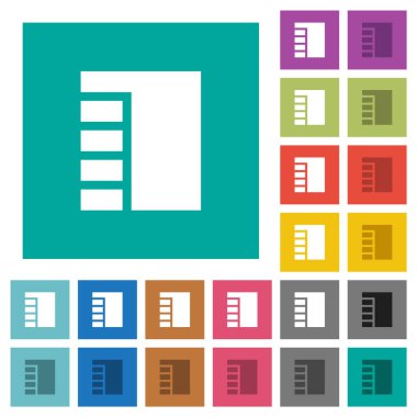 Dikey sekmeli Düzen etkin çok düz simgeler düz kare arka plan üzerinde renkli. Beyaz ve koyu kutsal kişilerin resmi varyasyon hover veya etkin efektleri dahil.