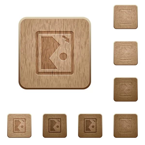 Rotate Image Right Rounded Square Carved Wooden Button Styles — Stock Vector