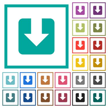 Beyaz arka plan üzerinde çeyreği çerçevelerle düz renkli simgeler İndir