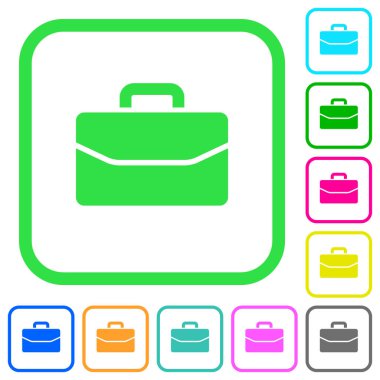 Beyaz arka plan üzerinde eğri kenarlıkları el çantası canlı renkli düz simgeler