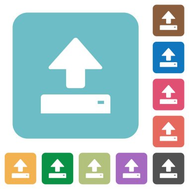 Kare arka plan açık beyaz renk simgeleri düz yuvarlak