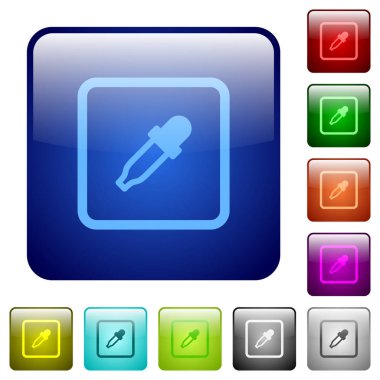 Yuvarlatılmış kare renk parlak düğme kümesi içinde nesne renk simgeleri almak