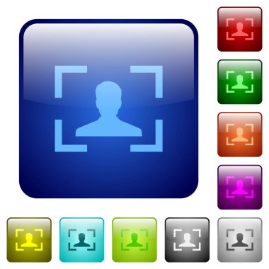 Fotoğraf makinesi portre modu simgeleri Yuvarlatılmış kare renkli parlak düğme ayarla