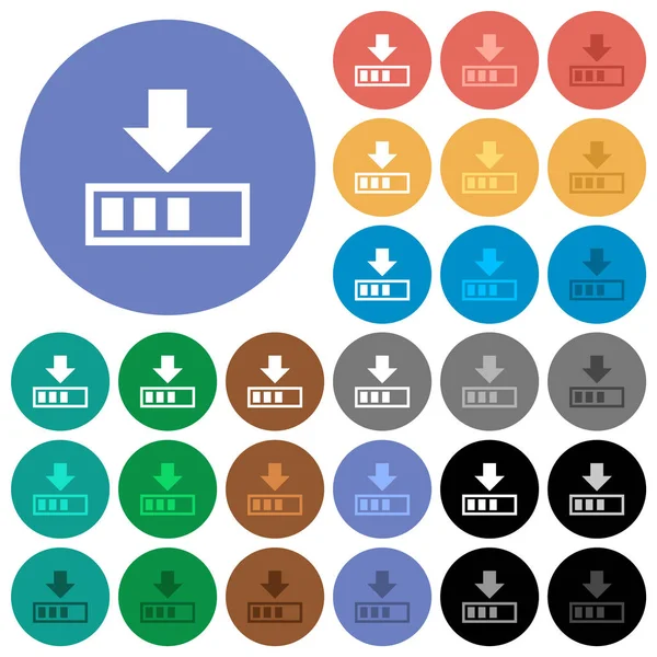 Descargar Progreso Iconos Planos Multicolores Fondos Redondos Incluye Variaciones Iconos — Vector de stock
