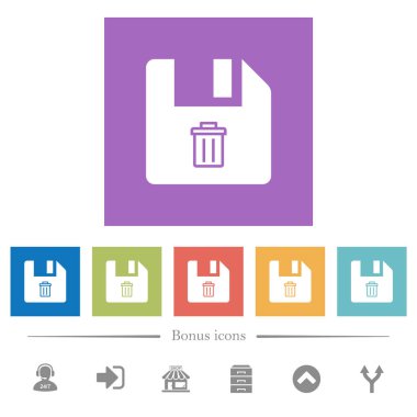 Kare arka düz beyaz dosya simgeleri silin. 6 bonus simgeler dahil.