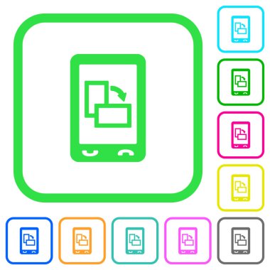 Değişimi mobil beyaz arka plan üzerinde eğri sınırları içinde yönlendirme canlı renkli düz simgeler görüntüler