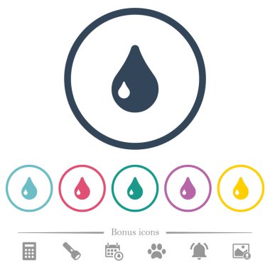 Yuvarlak ana hatlarını tek damla düz renkli simgeler. 6 bonus simgeler dahil.