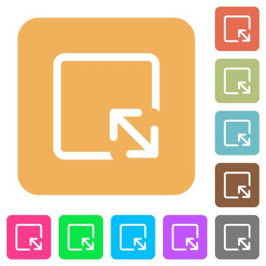 Yuvarlatılmış kare canlı renkli arka planlar üzerinde nesne düz simgelerini yeniden boyutlandırmak.