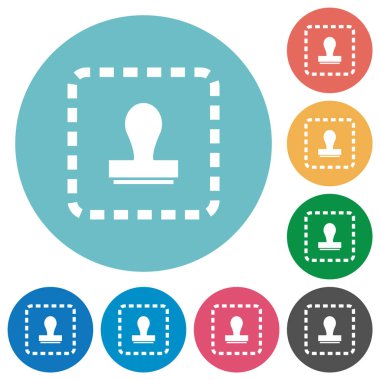 Filigran düz beyaz simgeleri yuvarlak renkli arka planlar üzerinde yerleştirin