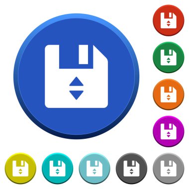 Dosya konumu yuvarlak renk eğimli düğmeleri ile pürüzsüz yüzeylerde ve düz beyaz simgeler