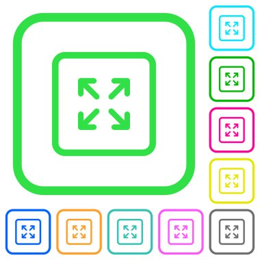 Beyaz arka plan üzerinde eğri sınırları nesne canlı renkli düz simgeleri büyütmek