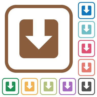 Kare kare beyaz arka plan üzerinde renkli basit simgeler download yuvarlak