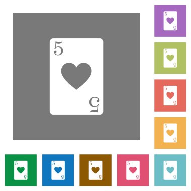 Kupa Beşlisi basit renkli kare arka planlar üzerinde düz simgeler kartı