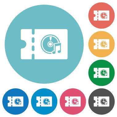 Müzik Mağazası indirim kupon düz beyaz simgeleri yuvarlak renkli arka planlar