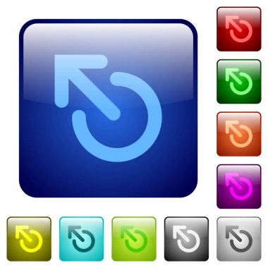 Yuvarlatılmış kare renk parlak düğme kümesi simgeleri ortamı çıkar